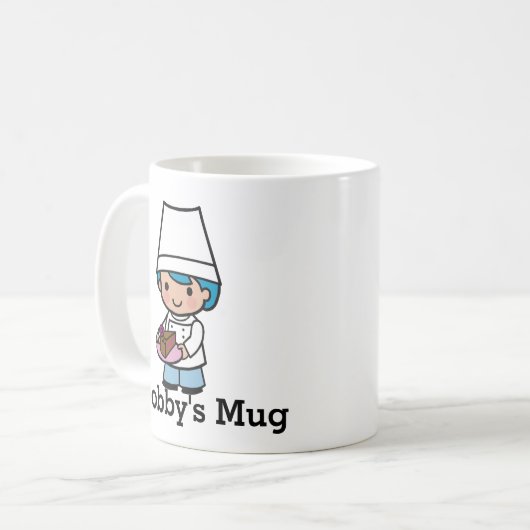 Baker/Koch mit Schokoladenkuchen personalisieren Kaffeetasse (Vorderseite Links)