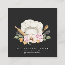 Baker Konditorei Koch Aquarellbäcker Quadratische Visitenkarte