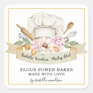 Baker Konditorei Koch Aquarellbäcker Quadratischer Aufkleber