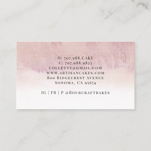 Baker Konditorei Koch Aquarellbäcker Visitenkarte (Rückseite)