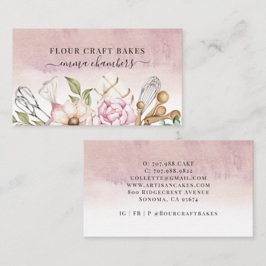 Baker Konditorei Koch Aquarellbäcker Visitenkarte (Vorne/Hinten)