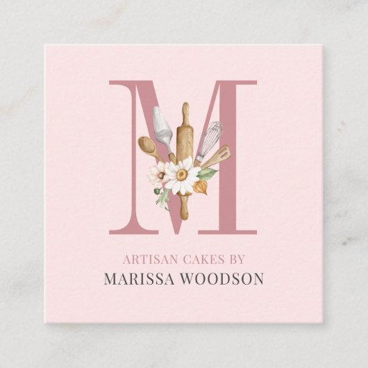 Baker Konditorei Koch Bakers Tools Rosa Quadratische Visitenkarte (Vorderseite)