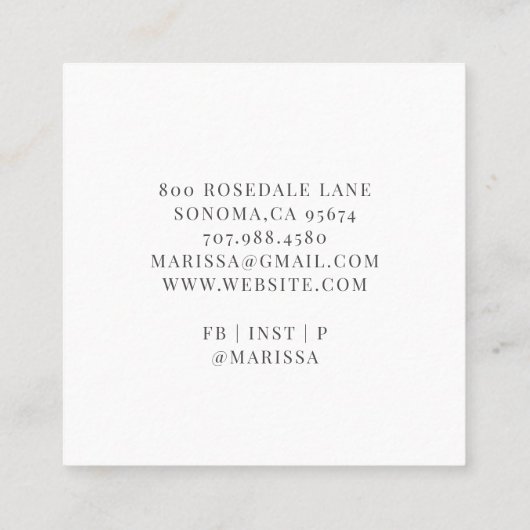 Baker Konditorei Koch Rosa Eleganter Kuchen Mit Mo Quadratische Visitenkarte (Rückseite)