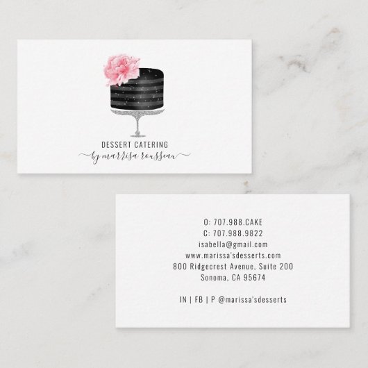 Baker Konditorei Koch Wasserfarbener Kuchen Desser Visitenkarte (Vorne/Hinten)