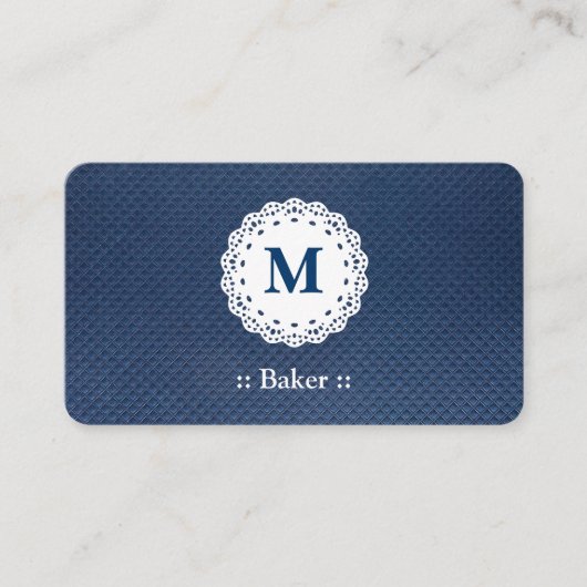 Baker Lace Monogram Blue Pattern Visitenkarte (Vorderseite)