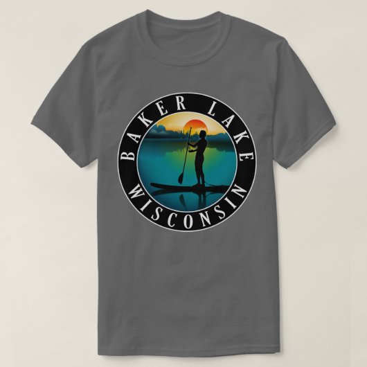 Baker Lake Wisconsin Paddleboard T-Shirt (Design vorne)