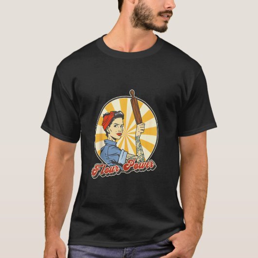 Baker Mehl Power Frauen Button-Rolling-Frau T-Shirt (Vorderseite)