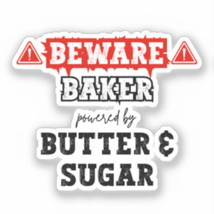 Baker mit Butter und Zucker   Funny Baking Aufkleber