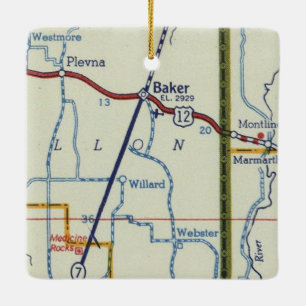 Baker MT Vintage Karte Keramikornament