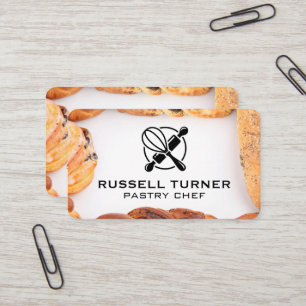 Baker Pastries Schneebesen Nudelholz Logo Visitenkarte