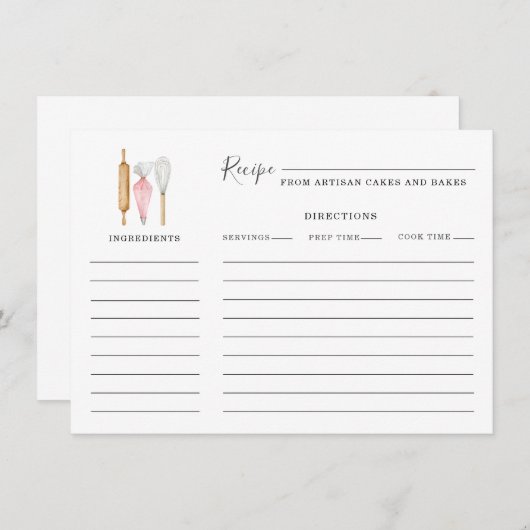 Baker Pastry Chef Baking Utensils Recipe Mitteilungskarte (Vorne/Hinten)