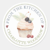 Baker Pastry Chef Cupcake Label Sticker (Vorderseite)