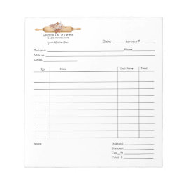 Baker Pastry Koch Aquatercolor Bake Invoice Pad Notizblock