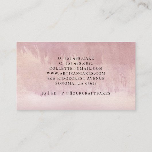 Baker Pastry Koch Bakers Tools Dusty Pink Visitenkarte (Rückseite)