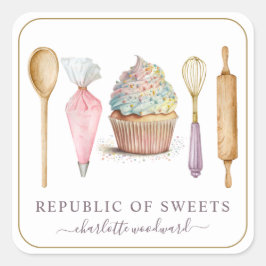 Baker Pastry Koch Baker's Utensils Product Labels Quadratischer Aufkleber