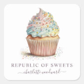 Baker Pastry Koch Cupcake Baker's Product Labels Quadratischer Aufkleber (Vorderseite)