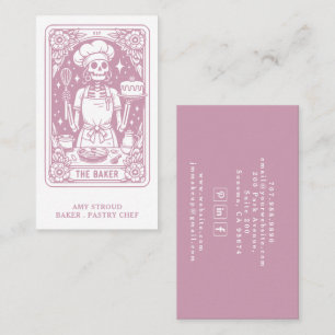 Baker Pastry Koch Dessert Caterer Dusty Pink Visitenkarte