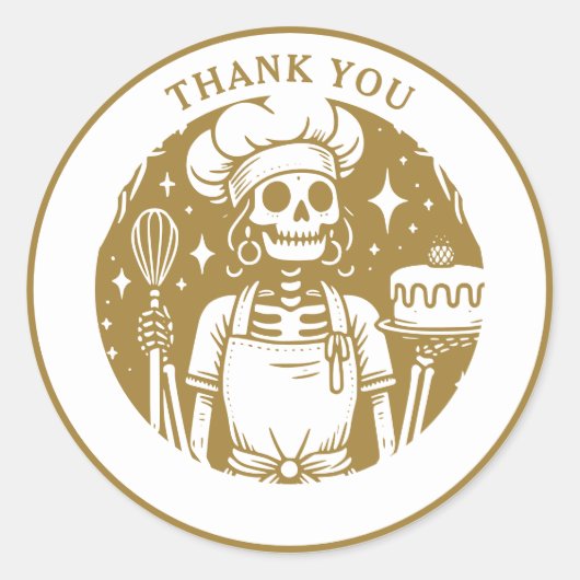 Baker Pastry Koch Gold Produkt Runder Aufkleber (Vorderseite)