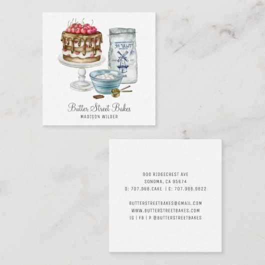 Baker Pastry Koch Quadratische Visitenkarte (Vorne/Hinten)