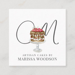 Baker Pastry Koch Rosa Eleganter Kuchen Quadratische Visitenkarte