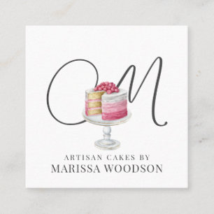 Baker Pastry Koch Rosa Eleganter Kuchen Quadratische Visitenkarte