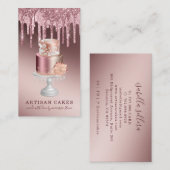 Baker Pastry Koch Rose Gold Glitzer Tropfen Cake Visitenkarte (Vorne/Hinten)