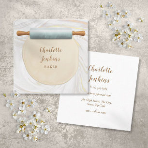 Baker Patisserie Marmor Wirbel Rolling Button Quadratische Visitenkarte