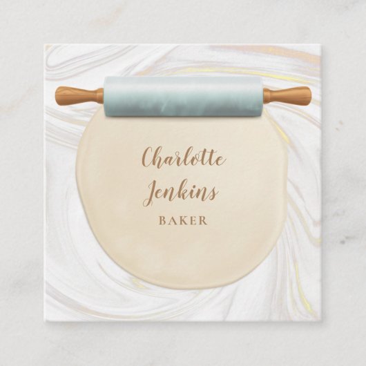 Baker Patisserie Marmor Wirbel Rolling Button Quadratische Visitenkarte (Vorderseite)