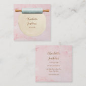 Baker Patisserie Pink Marmor Rolling Button Quadratische Visitenkarte (Vorne/Hinten)