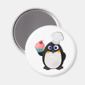 Baker Penguin mit Cupcake II Magnet (Vorderseite/Rückseite)
