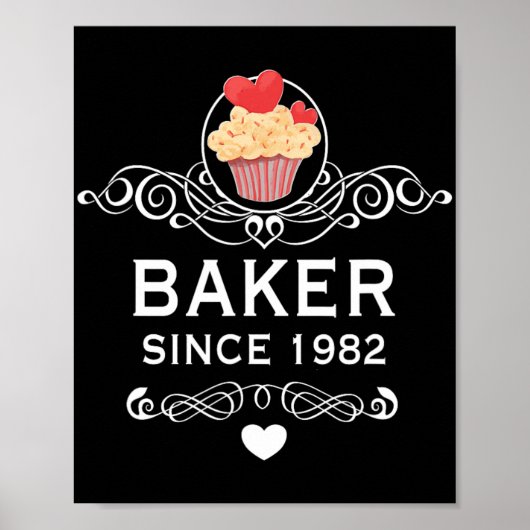 Baker Seit 1982 Cupcake 42. Geburtstag Mütter Tag Poster (Vorne)