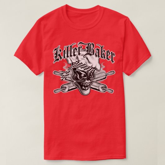 Baker Skull 5 Killer Baker und Crossed Rolling But T-Shirt (Design vorne)