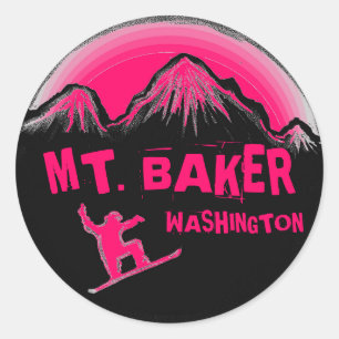 Baker Washington Rosa Snowboardaufkleber Runder Aufkleber