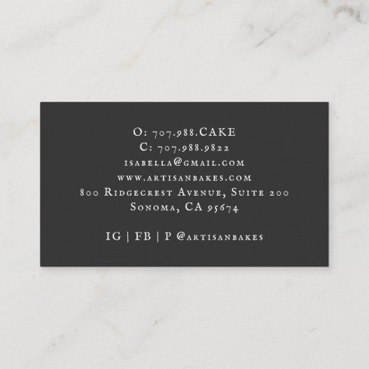 Baker Watercolor Kochen Utensivgebäck Black Busi Visitenkarte (Rückseite)