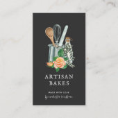 Baker Watercolor Kochen Utensivgebäck Black Busi Visitenkarte (Vorderseite)