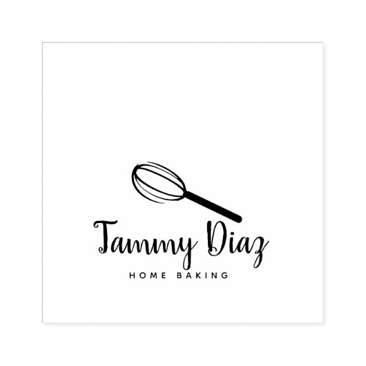 Baker Whisk Cupcake Logo Gummistempel (Prägung)