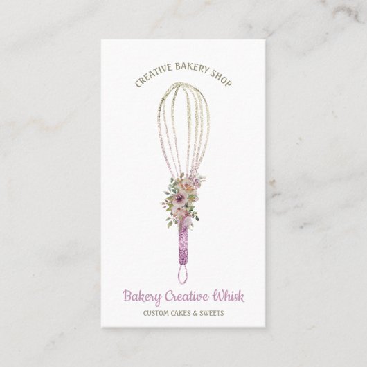 Baker Whisk Logo Konditorei boho Visitenkarte (Vorderseite)