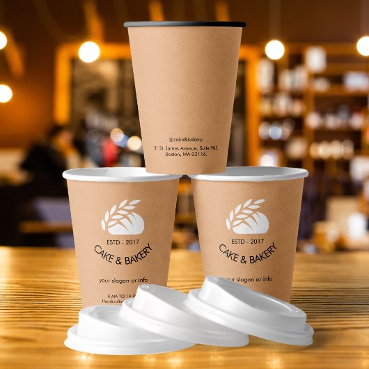 Bakerlogo Business Black Text Pink Modern Pappbecher