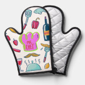 Baker's Best Friend: Oven Mitts Holder Set Ofenhandschuh (Vorderseite/Rückseite)