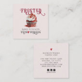 Baker's Cupcake Logo Calligrafy Script rosa Quadratische Visitenkarte (Vorne/Hinten)