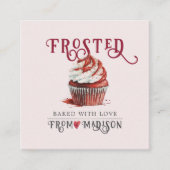 Baker's Cupcake Logo Calligrafy Script rosa Quadratische Visitenkarte (Vorderseite)