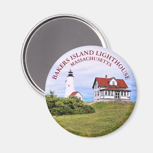 Bakers Island Lighthouse, MA Round Magnet (Vorderseite/Rückseite)