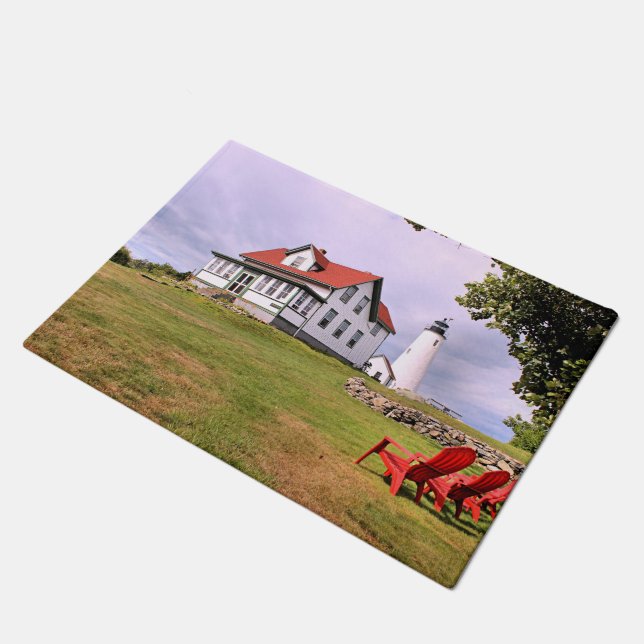 Bakers Island Lighthouse, Massachusetts Door Mat Fußmatte (Schrägansicht)