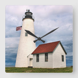 Bakers Island Lighthouse, Massachusetts Wall Clock Quadratische Wanduhr