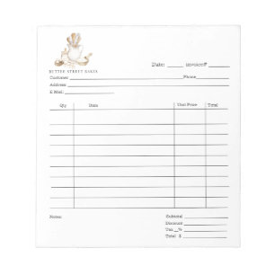 Bakers Tools Dessert Cater Invoice Pad Notizblock