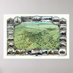 Bakersfield, CA Panoramic Map - 1901 Poster