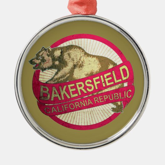 Bakersfield California Bär-Urlaubsornament Silbernes Ornament (Vorne)