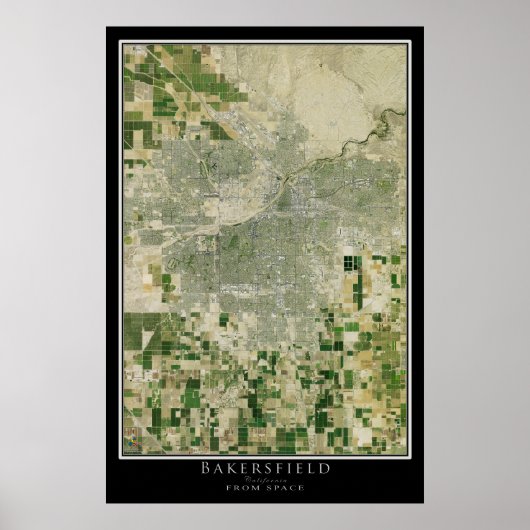 Bakersfield California Satellite-Poster-Karte Poster (Vorne)