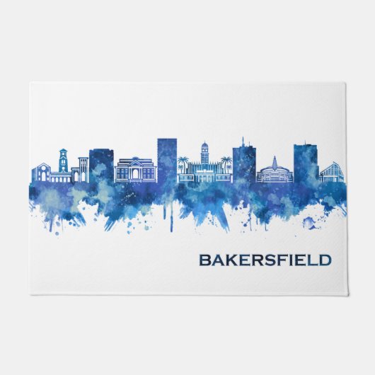 Bakersfield California Skyline Blue Fußmatte (Vorderseite)