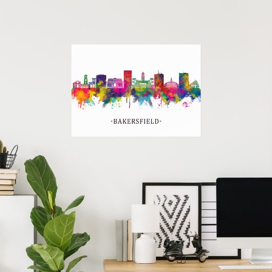 Bakersfield California Skyline Poster (Heimbüro)